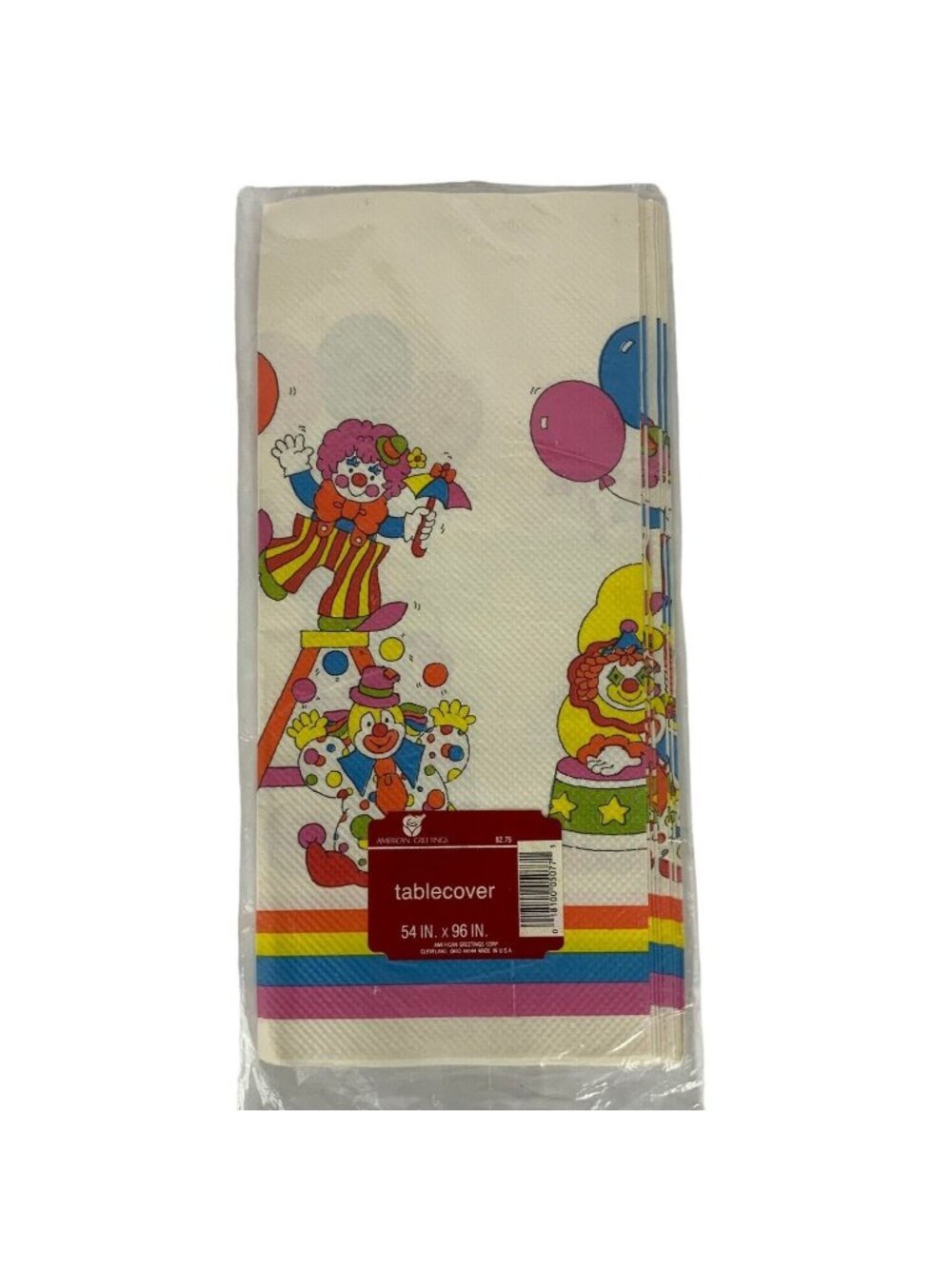 Vintage Hallmark Clown Party Tablecover 54x96 Set Of 2